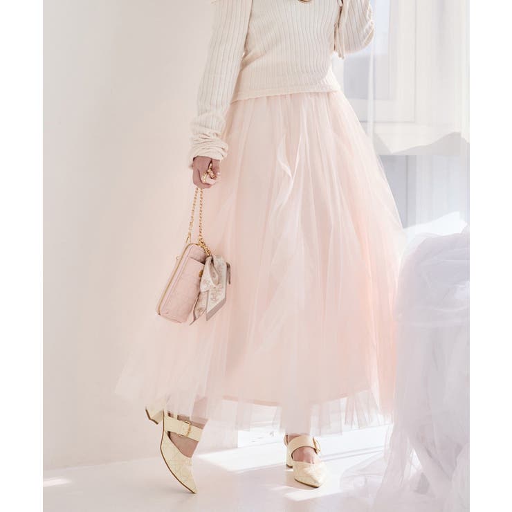 ピンク | 【one after another】チュールフリルロングスカート | NICE CLAUP / OLIVE des OLIVE　OUTLET