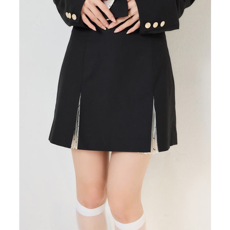 ブラック | 【one after another】配色プリーツスカート | NICE CLAUP / OLIVE des OLIVE　OUTLET