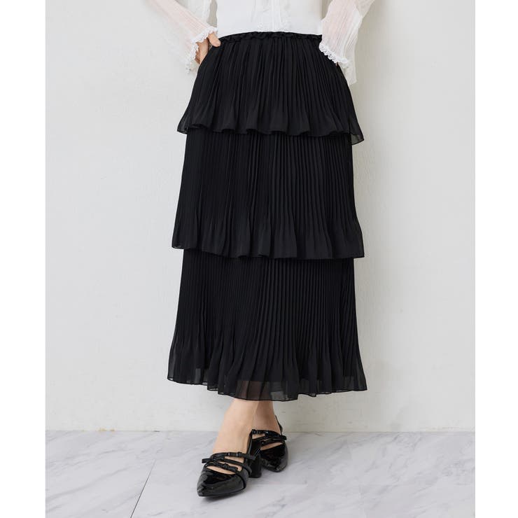ブラック | 【one after another】プリーツロングスカート | NICE CLAUP / OLIVE des OLIVE　OUTLET
