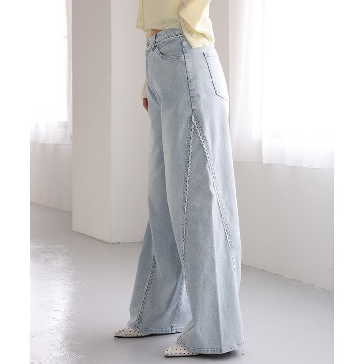 【one after another】レースワイドデニム | NICE CLAUP / OLIVE des OLIVE　OUTLET | 詳細画像3 