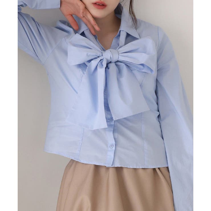 サックス | 【one after another】【リボン取り外し可能】フロントギャザーボウ… | NICE CLAUP / OLIVE des OLIVE　OUTLET