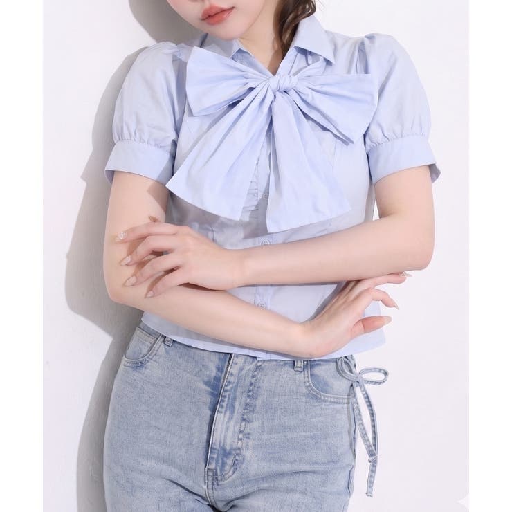 【one after another】半袖ボウタイブラウス | NICE CLAUP / OLIVE des OLIVE　OUTLET | 詳細画像1 