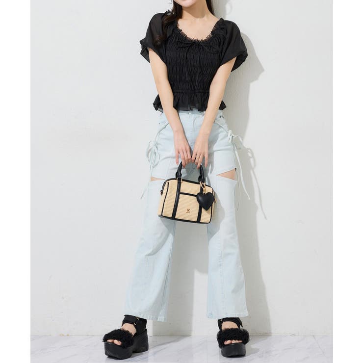 【one after another】シャーリング細リボンブラウス／レース付 | NICE CLAUP / OLIVE des OLIVE　OUTLET | 詳細画像19 
