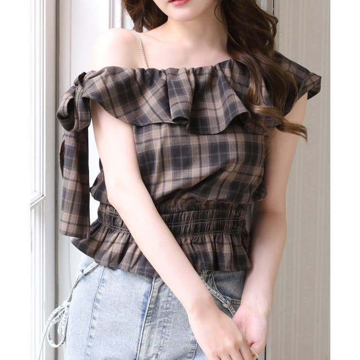 柄1 | 【one after another】ワンショルリボンブラウス | NICE CLAUP / OLIVE des OLIVE　OUTLET