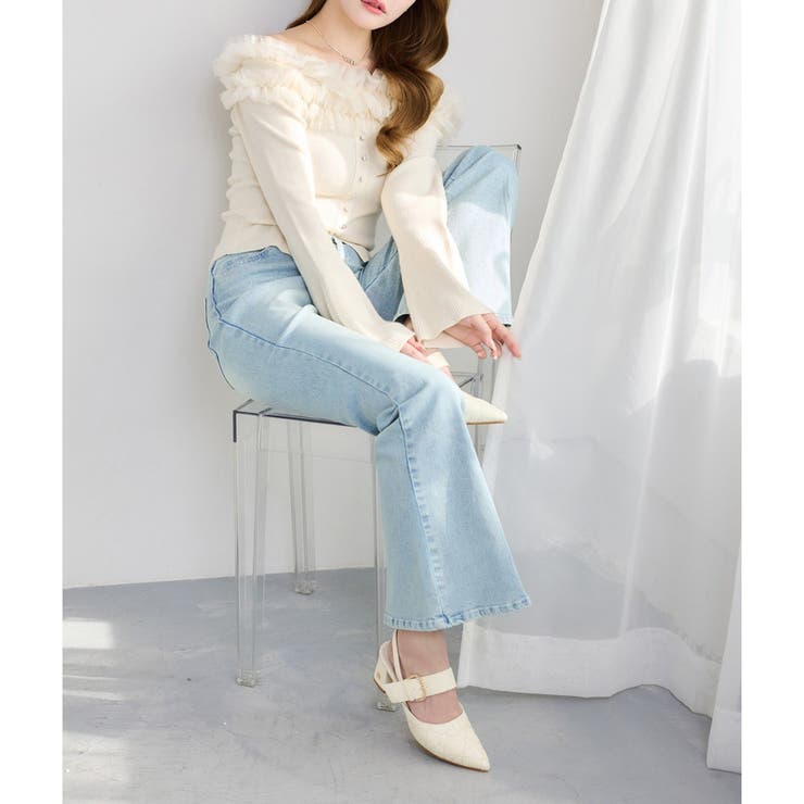 【one after another】チュールフリルオフショルニット | NICE CLAUP / OLIVE des OLIVE　OUTLET | 詳細画像6 