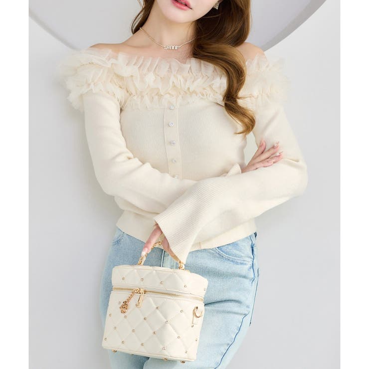 【one after another】チュールフリルオフショルニット | NICE CLAUP / OLIVE des OLIVE　OUTLET | 詳細画像3 