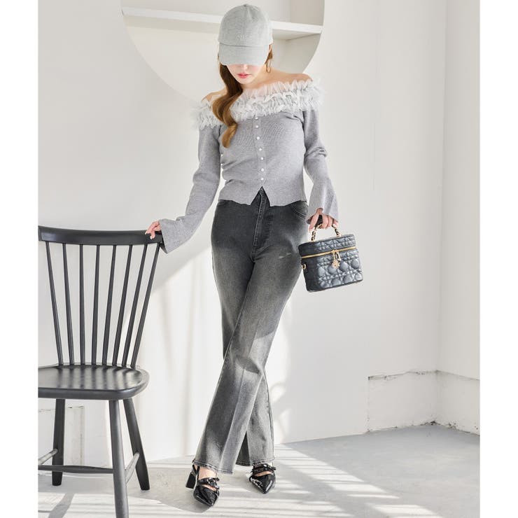 【one after another】チュールフリルオフショルニット | NICE CLAUP / OLIVE des OLIVE　OUTLET | 詳細画像17 