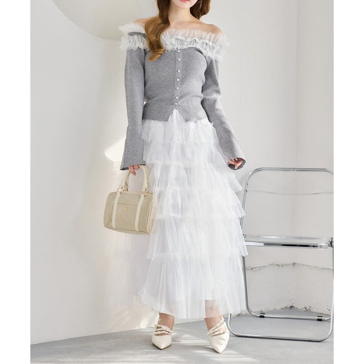 【one after another】チュールフリルオフショルニット | NICE CLAUP / OLIVE des OLIVE　OUTLET | 詳細画像25 