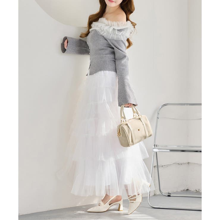 【one after another】チュールフリルオフショルニット | NICE CLAUP / OLIVE des OLIVE　OUTLET | 詳細画像24 