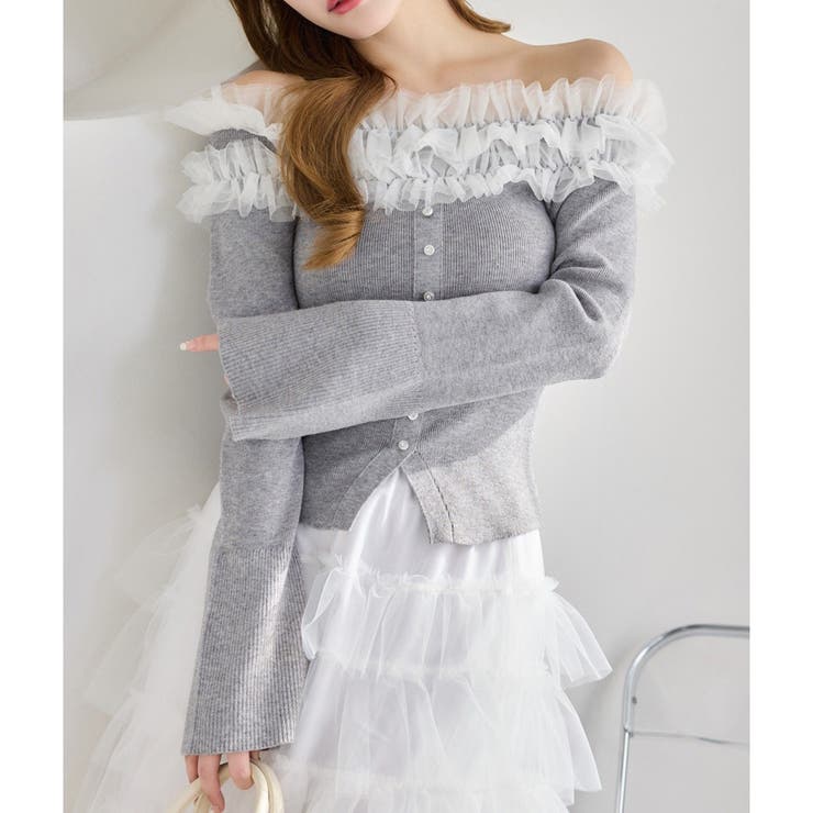 【one after another】チュールフリルオフショルニット | NICE CLAUP / OLIVE des OLIVE　OUTLET | 詳細画像22 