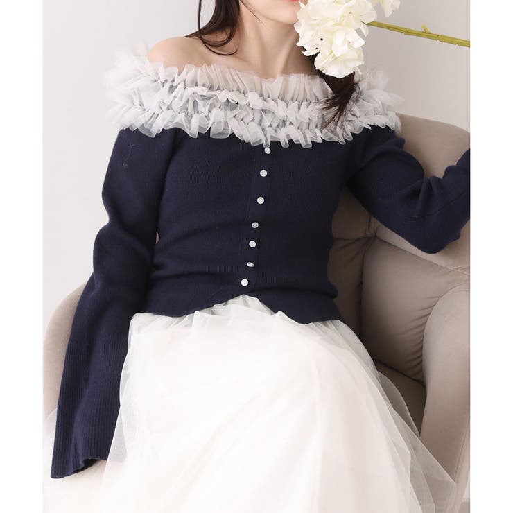 【one after another】チュールフリルオフショルニット | NICE CLAUP / OLIVE des OLIVE　OUTLET | 詳細画像27 