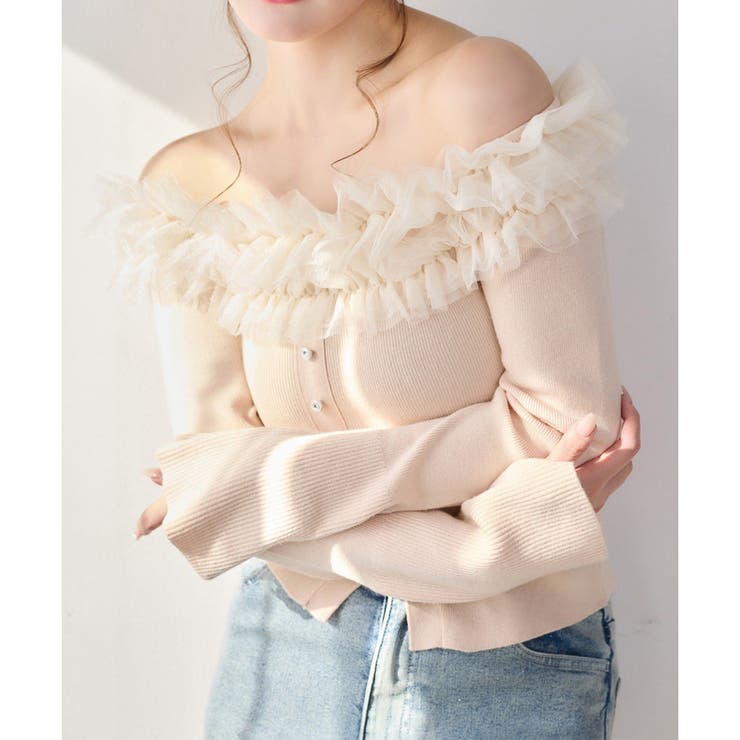 【one after another】チュールフリルオフショルニット | NICE CLAUP / OLIVE des OLIVE　OUTLET | 詳細画像10 