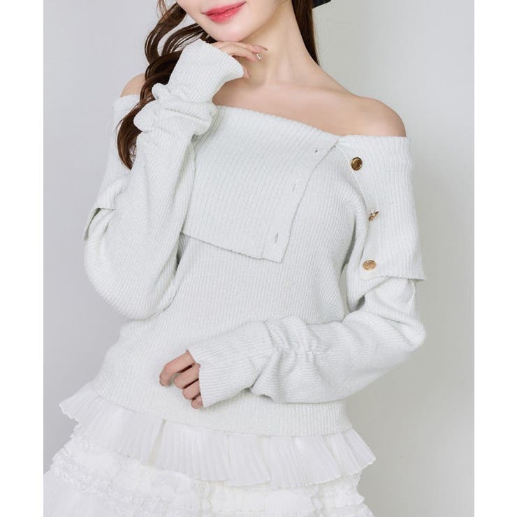 アイボリー | 【one after another】オフショルラメニット | NICE CLAUP / OLIVE des OLIVE　OUTLET