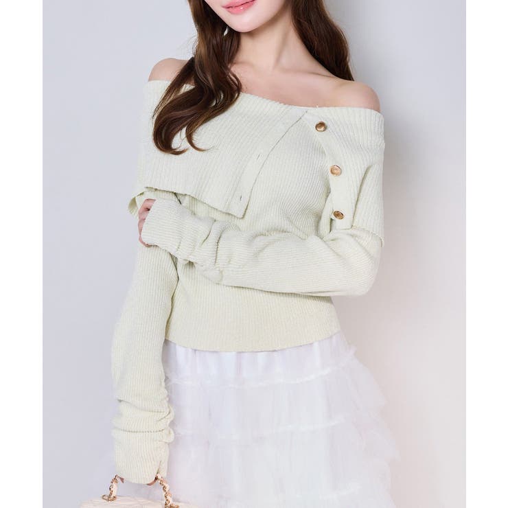 イエロー | 【one after another】オフショルラメニット | NICE CLAUP / OLIVE des OLIVE　OUTLET