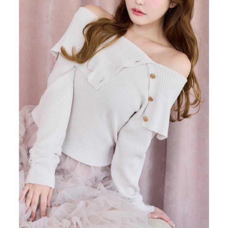 ピンク | 【one after another】オフショルニット | NICE CLAUP / OLIVE des OLIVE　OUTLET