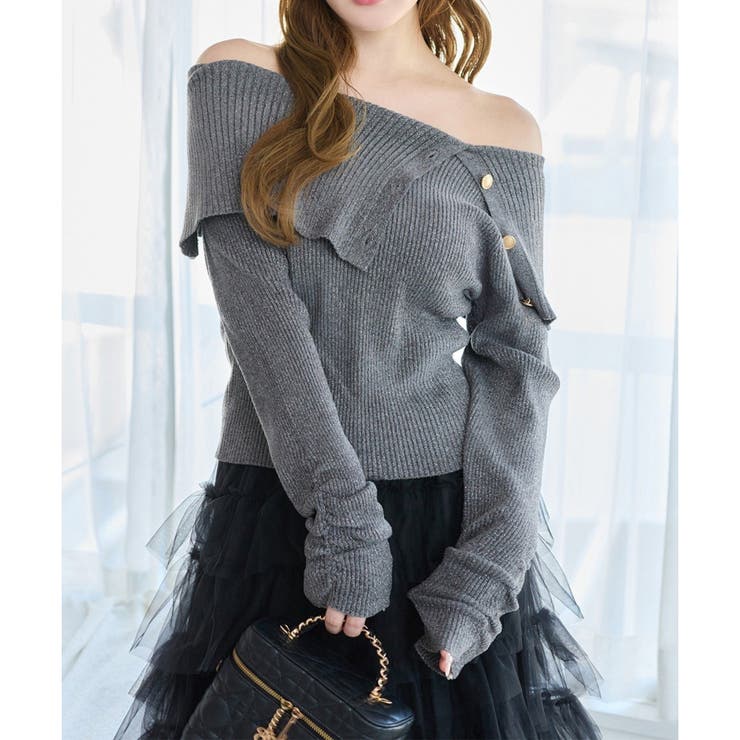 チャコール | 【one after another】オフショルニット | NICE CLAUP / OLIVE des OLIVE　OUTLET