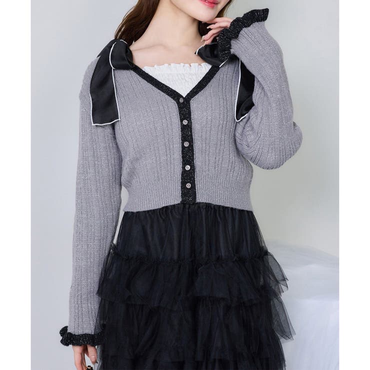 グレー | 【one after another】配色カーディガン | NICE CLAUP / OLIVE des OLIVE　OUTLET