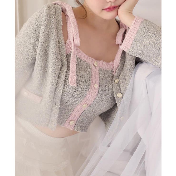 最終お値下げtresor by lana ボタンラインカーディガン Hella crochet lace Vneck cardigan かぎ編みレースVネック
