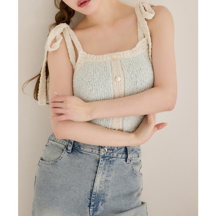 【one after another】【セットアップ可能】肩リボン配色ビスチェ | NICE CLAUP / OLIVE des OLIVE　OUTLET | 詳細画像18 