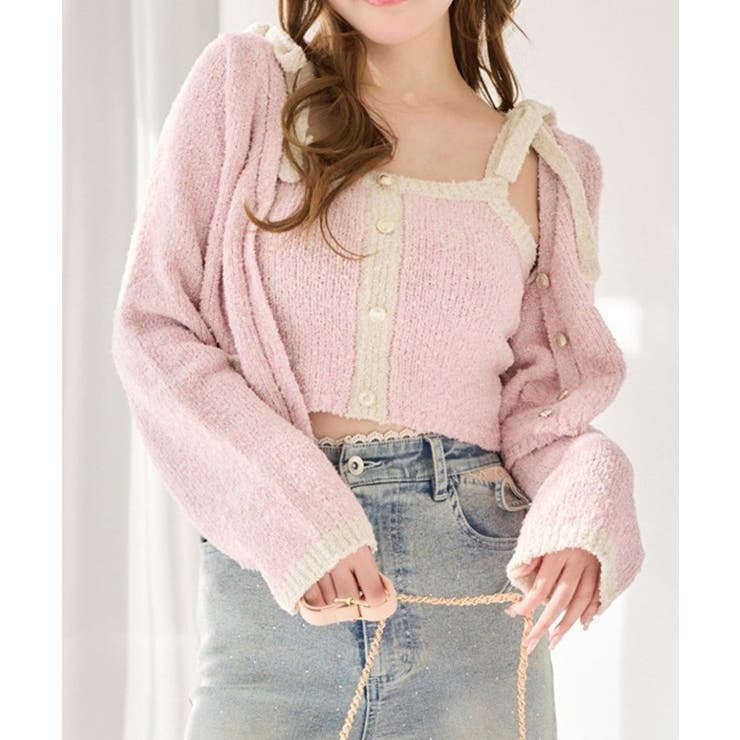 ピンク | 【one after another】【セットアップ可能】肩リボン配色ビスチェ | NICE CLAUP / OLIVE des OLIVE　OUTLET