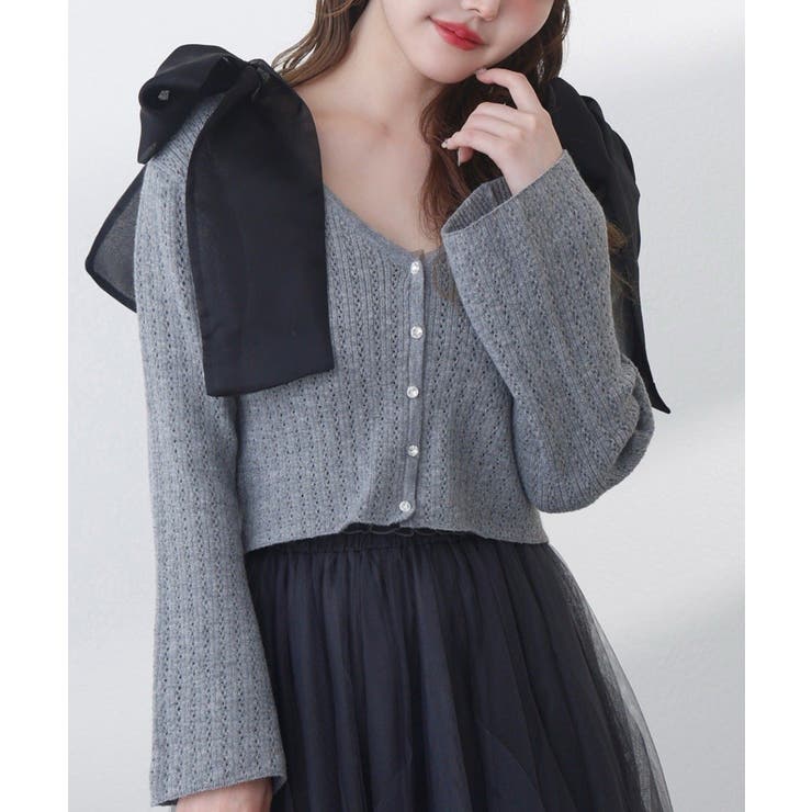 グレー | 【one after another】キラキラボタンアイレットカーデ | NICE CLAUP / OLIVE des OLIVE　OUTLET