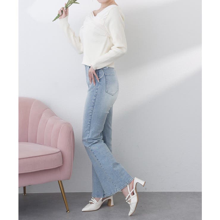 【one after another】異素材ドッキングオフショルニット | NICE CLAUP / OLIVE des OLIVE　OUTLET | 詳細画像4 