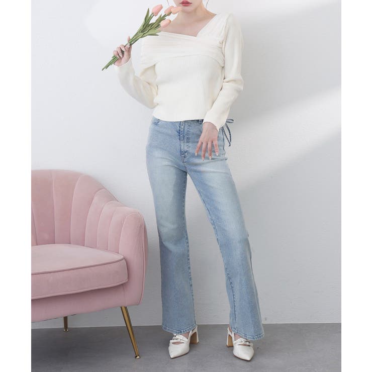 【one after another】異素材ドッキングオフショルニット | NICE CLAUP / OLIVE des OLIVE　OUTLET | 詳細画像3 