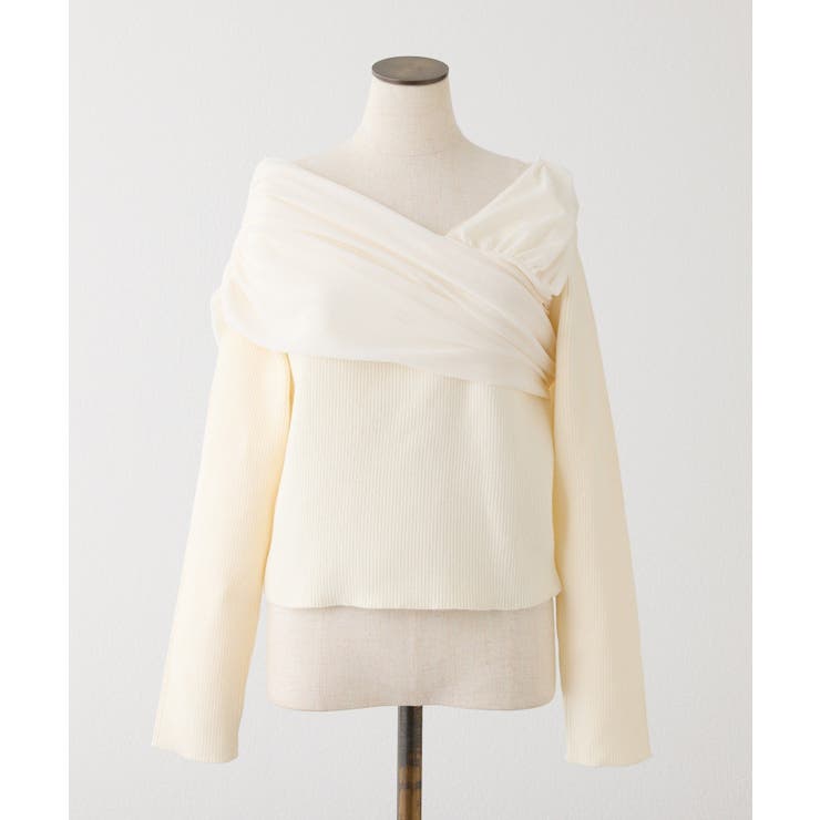 【one after another】異素材ドッキングオフショルニット | NICE CLAUP / OLIVE des OLIVE　OUTLET | 詳細画像1 