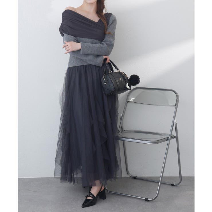 【one after another】異素材ドッキングオフショルニット | NICE CLAUP / OLIVE des OLIVE　OUTLET | 詳細画像15 