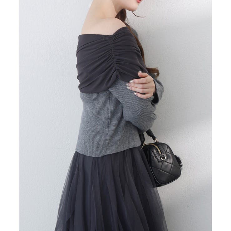 【one after another】異素材ドッキングオフショルニット | NICE CLAUP / OLIVE des OLIVE　OUTLET | 詳細画像14 