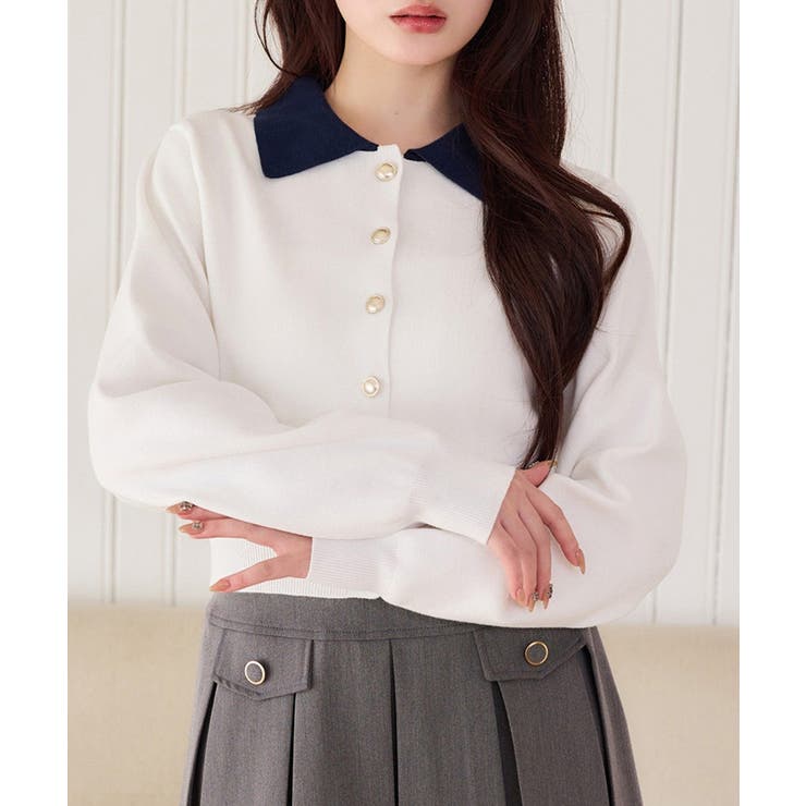 【one after another】配色襟付きニット | NICE CLAUP / OLIVE des OLIVE　OUTLET | 詳細画像12 