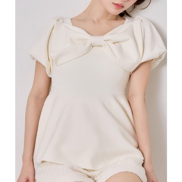 【one after another】肩リボンニット | NICE CLAUP / OLIVE des OLIVE　OUTLET | 詳細画像3 