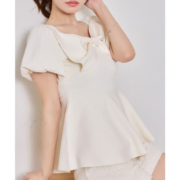【one after another】肩リボンニット | NICE CLAUP / OLIVE des OLIVE　OUTLET | 詳細画像4 