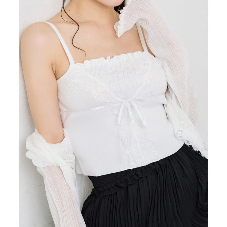 【one after another】レース付きシアーニットビスチェ | NICE CLAUP / OLIVE des OLIVE　OUTLET | 詳細画像5 