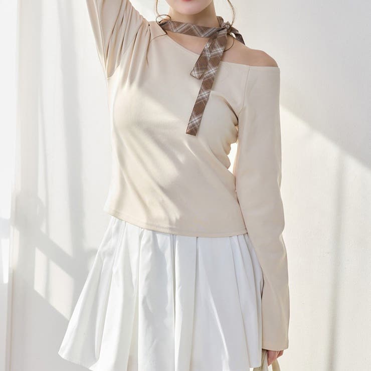 【one after another】リボンタイ ワンショルカットトップス | NICE CLAUP / OLIVE des OLIVE　OUTLET | 詳細画像3 