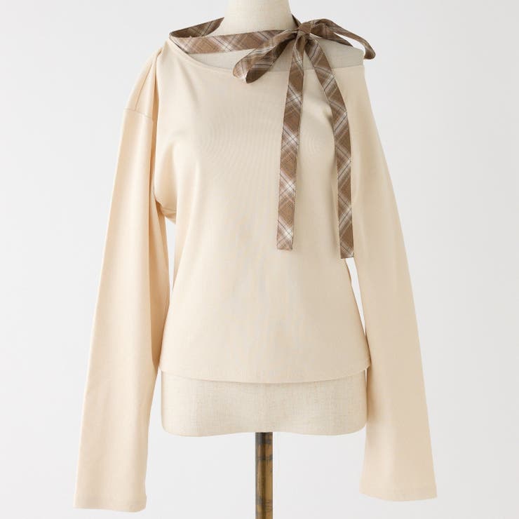 【one after another】リボンタイ ワンショルカットトップス | NICE CLAUP / OLIVE des OLIVE　OUTLET | 詳細画像2 