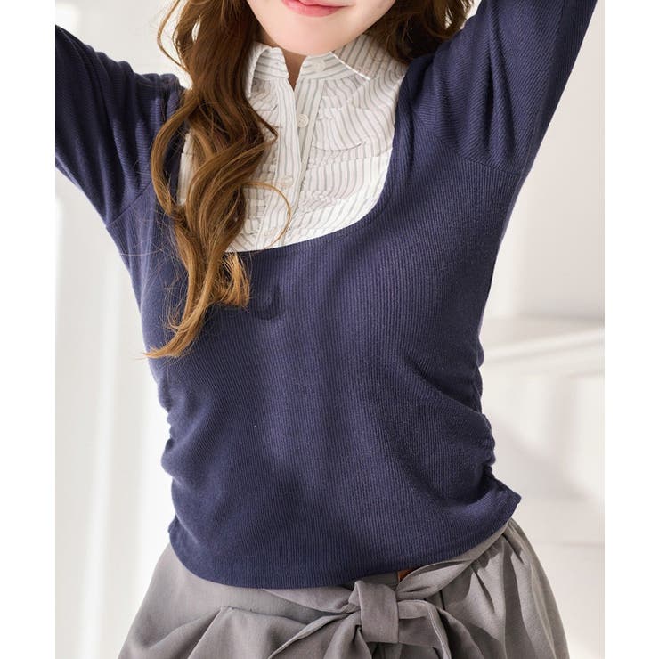 ネイビー | 【one after another】レイヤードトップス | NICE CLAUP / OLIVE des OLIVE　OUTLET