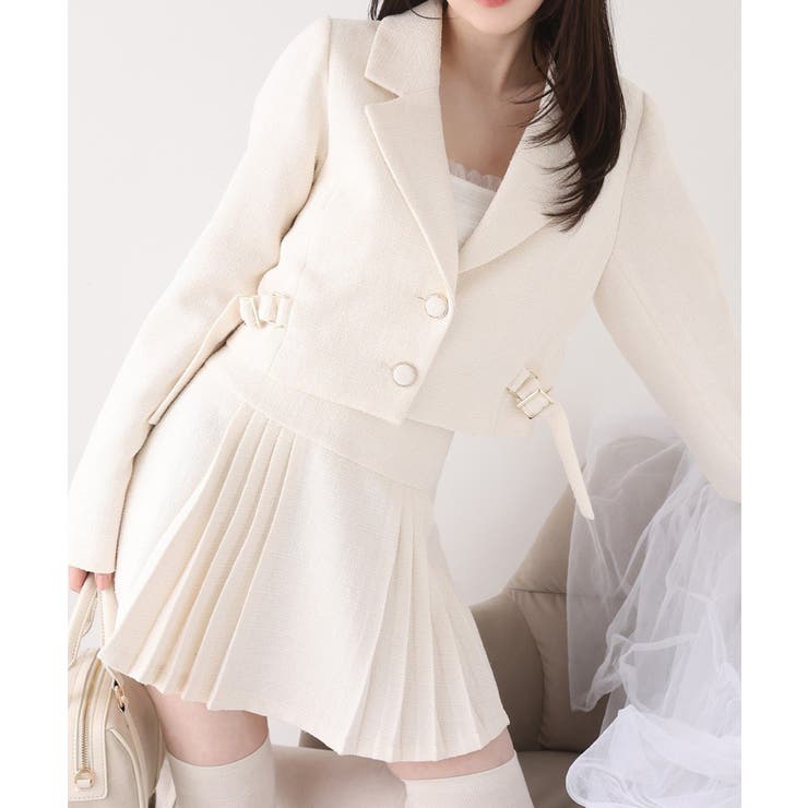 【one after another】サイドベルトツイードショートジャケット | NICE CLAUP / OLIVE des OLIVE　OUTLET | 詳細画像3 