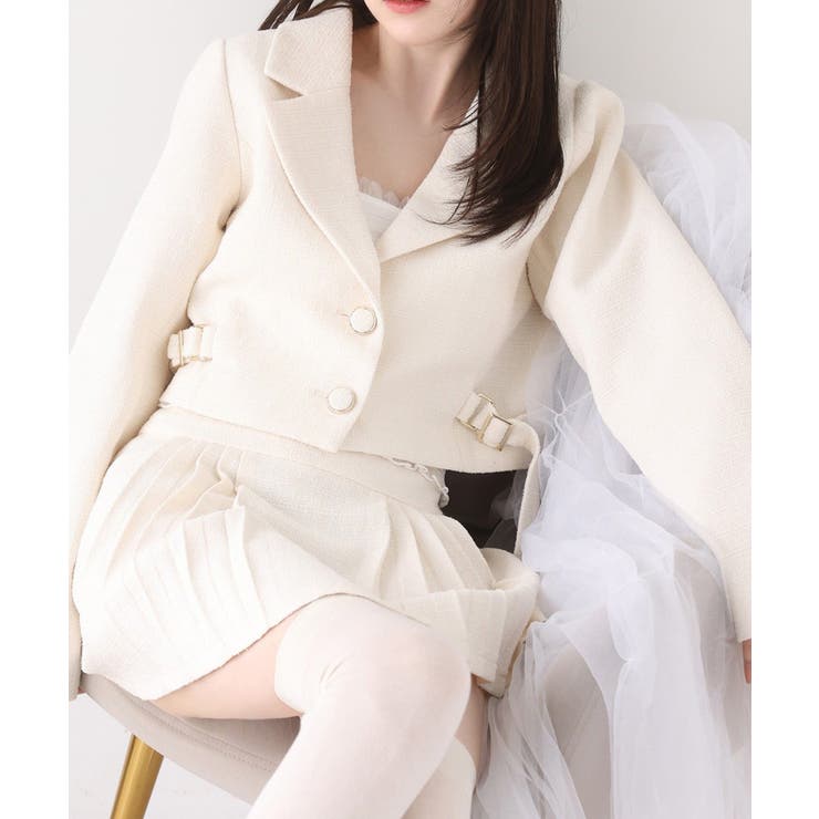 【one after another】サイドベルトツイードショートジャケット | NICE CLAUP / OLIVE des OLIVE　OUTLET | 詳細画像4 