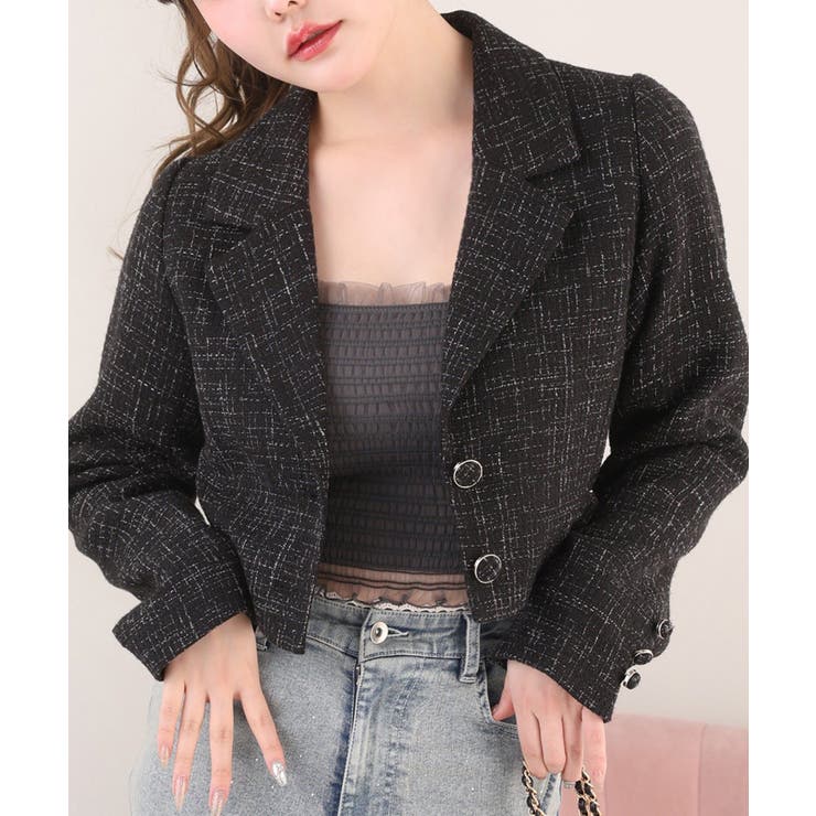 【one after another】サイドベルトツイードショートジャケット | NICE CLAUP / OLIVE des OLIVE　OUTLET | 詳細画像21 