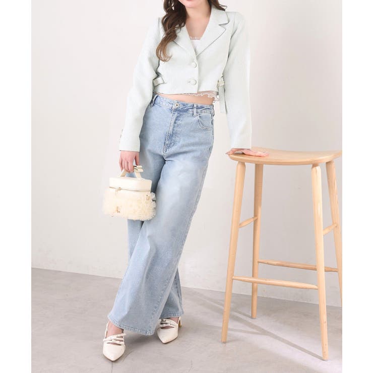 【one after another】サイドベルトツイードショートジャケット | NICE CLAUP / OLIVE des OLIVE　OUTLET | 詳細画像15 