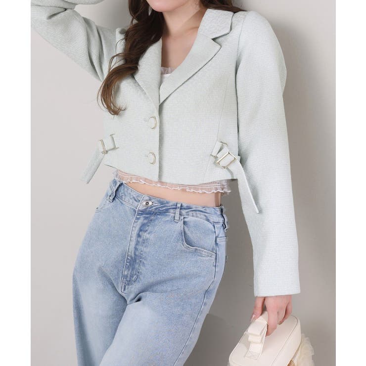 【one after another】サイドベルトツイードショートジャケット | NICE CLAUP / OLIVE des OLIVE　OUTLET | 詳細画像14 