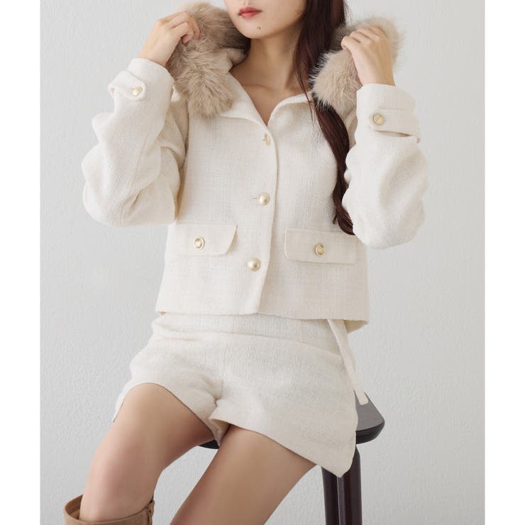 アイボリー | 【one after another】【セットアップ可能】フェイクファーフード付… | NICE CLAUP / OLIVE des OLIVE　OUTLET