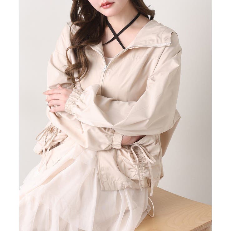 ベージュ | 【one after another】ドロストリボンポケット付きマウンテンパーカ… | NICE CLAUP / OLIVE des OLIVE　OUTLET