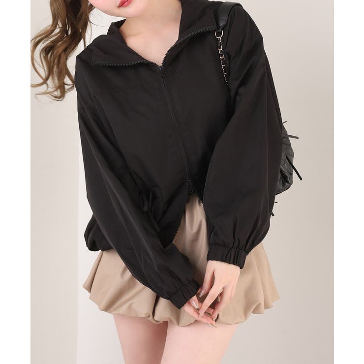 ブラック | 【one after another】ドロストリボンポケット付きマウンテンパーカ… | NICE CLAUP / OLIVE des OLIVE　OUTLET