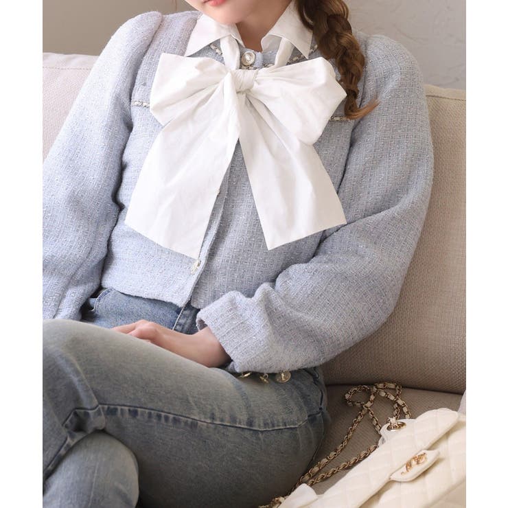 サックス | 【one after another】ツイードジャケット | NICE CLAUP / OLIVE des OLIVE　OUTLET