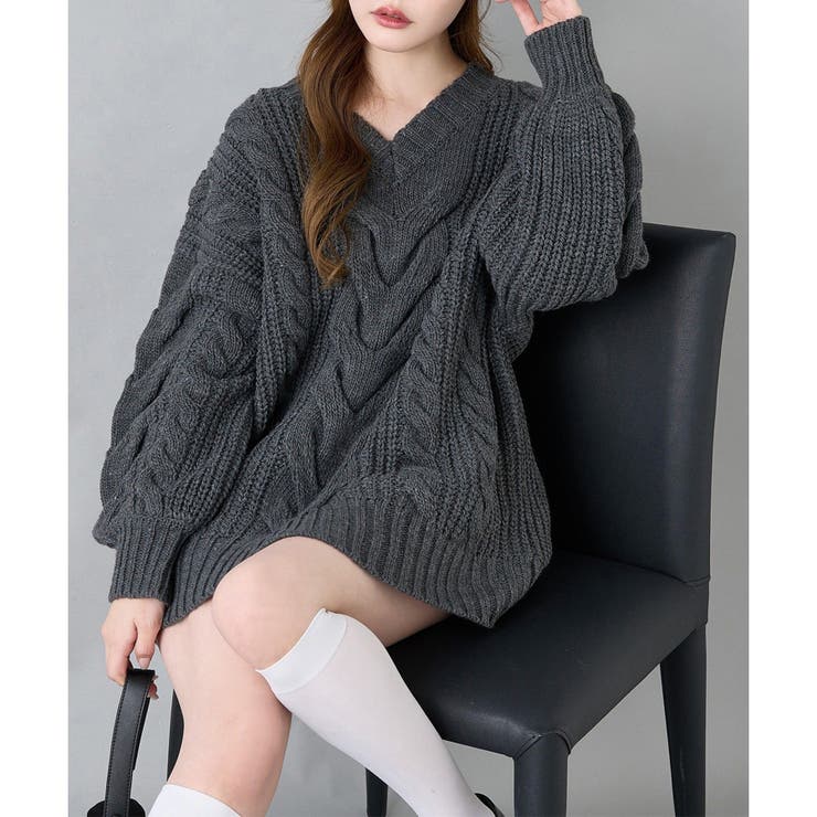 チャコール | 【one after another】ケーブルミニワンピース | NICE CLAUP / OLIVE des OLIVE　OUTLET