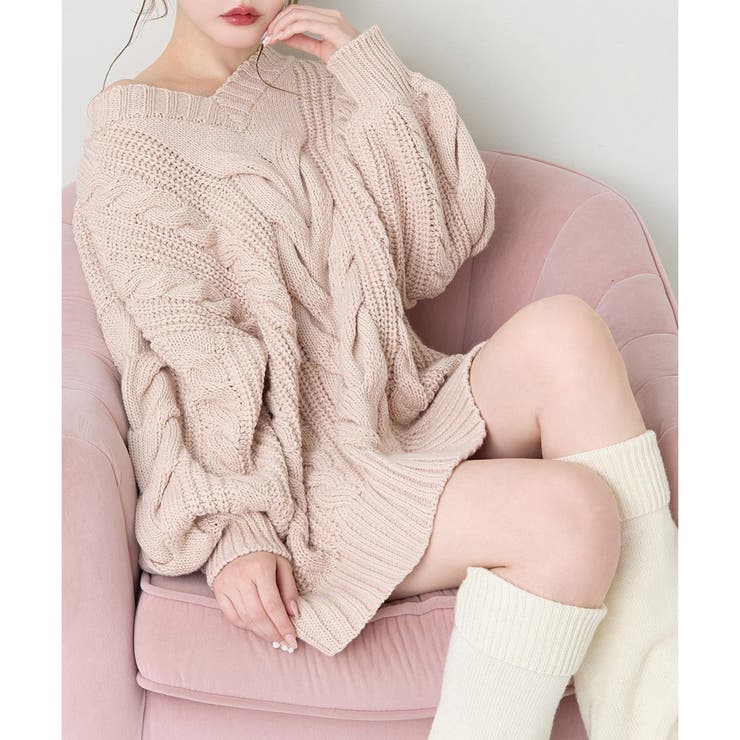 ピンクベージュ | 【one after another】ケーブルミニワンピース | NICE CLAUP / OLIVE des OLIVE　OUTLET