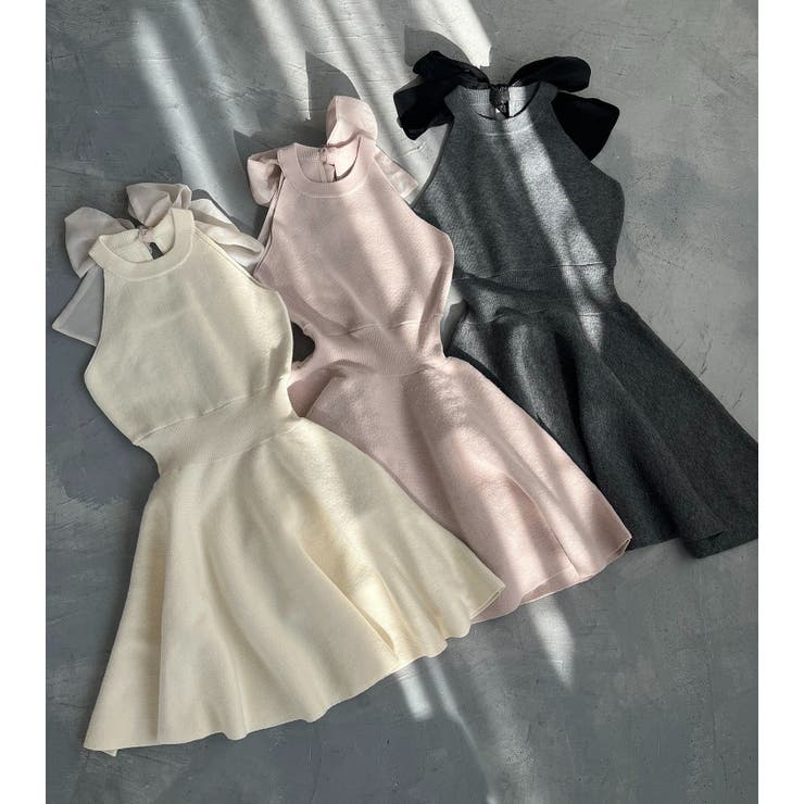 one after another】2wayフェザーカーデSET後ろリボンニッ…[品番