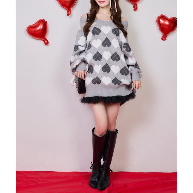 【one after another】ハートアーガイルニットミニワンピ | NICE CLAUP / OLIVE des OLIVE　OUTLET | 詳細画像21 